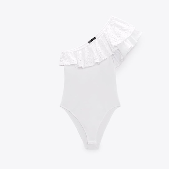 Zara Tops Zara One Shoulder Ruffle Bodysuit Poshmark